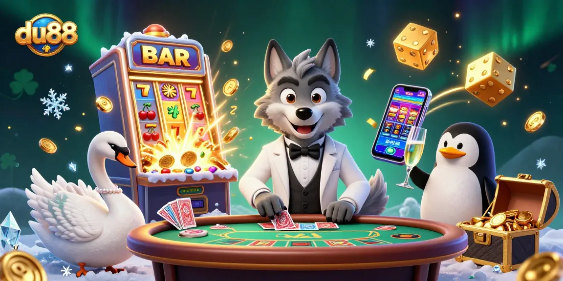 Experience the excitement of du88 casino with a lively baccarat scene featuring fun characters and vibrant game elements.
