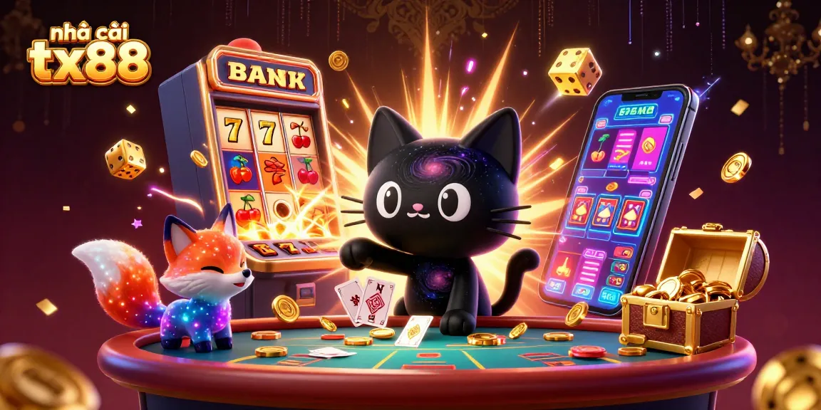 Experience the thrill at nhà cái tx88 with a cartoon cosmos featuring cosmic characters and vibrant casino activities.