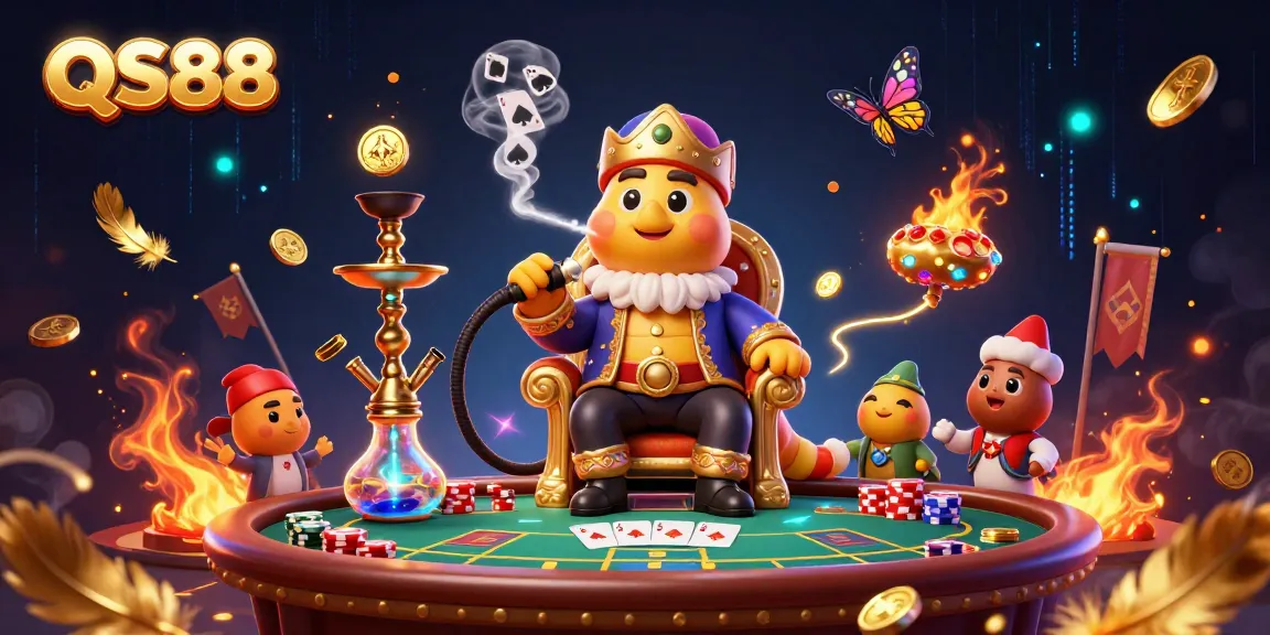 Engage in vibrant poker action at QS88 with a vibrant illustration showcasing excitement and rewards.