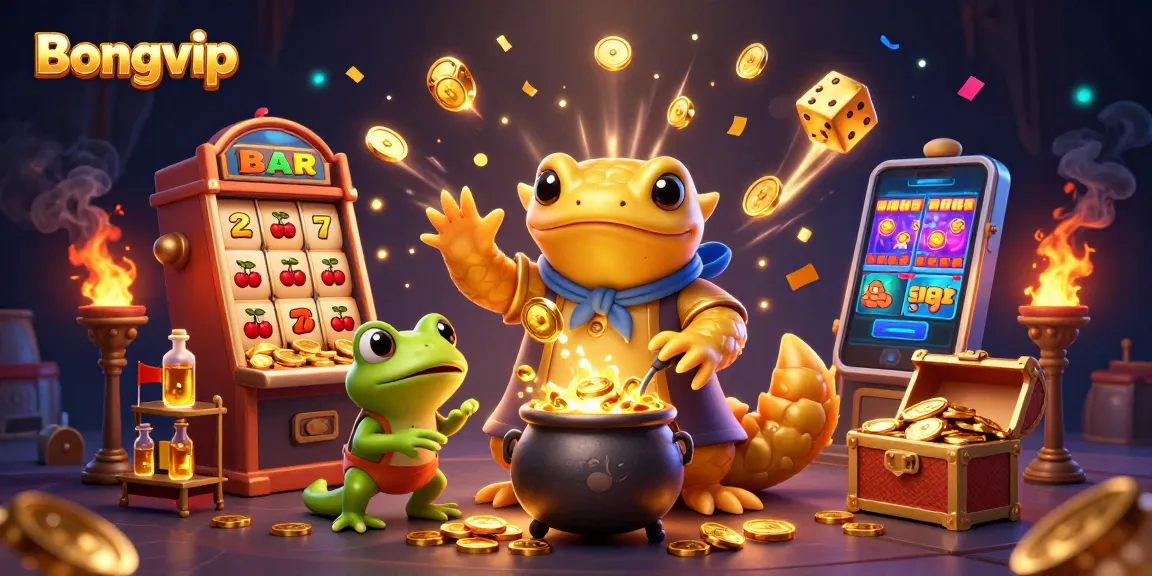 Bongvip engages players with an enchanting 3D illustration showcasing a golden alchemist and casino elements.