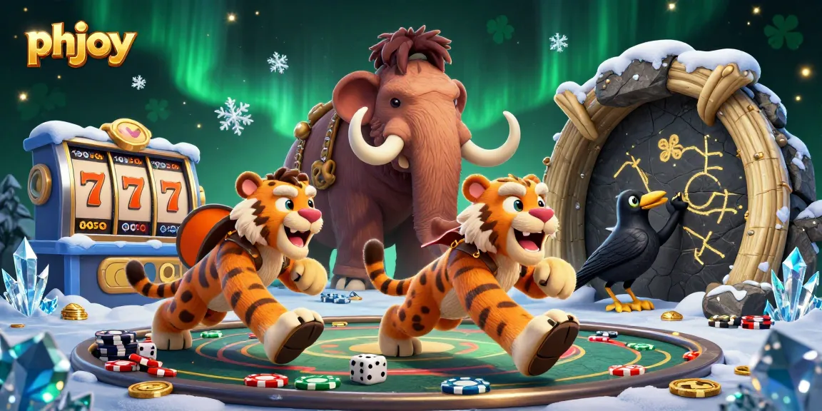 Join the excitement at phjoy with a vibrant 3D illustration of prehistoric casino gaming adventures.