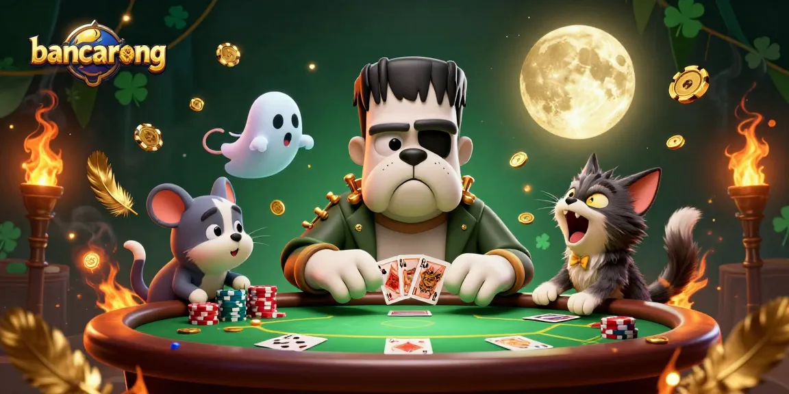 Engage in thrilling poker battles with bancarong at a haunted casino table.