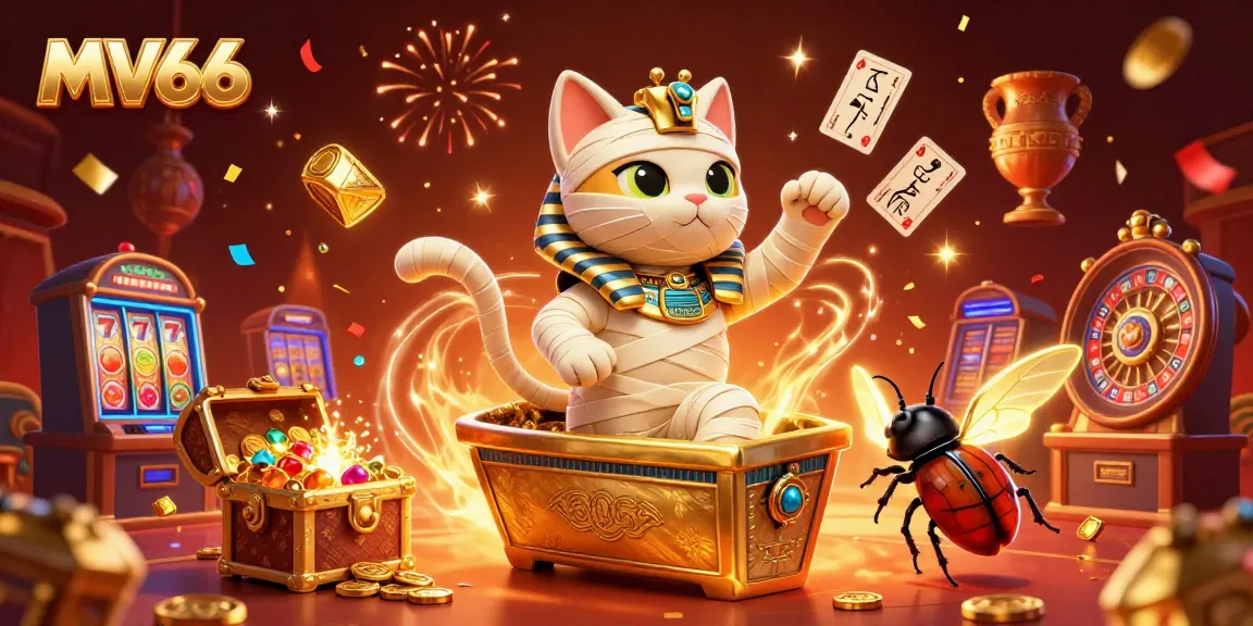 Experience winning thrills at MV66 with a dynamic casino scene featuring engaging characters and vibrant slots.