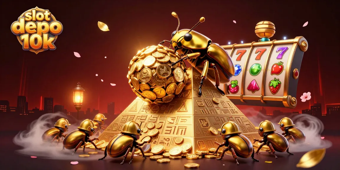 Experience thrilling gameplay with slot depo 10k, featuring golden coins and dynamic casino elements.