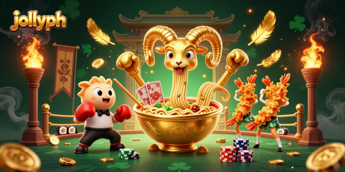 Engage in thrilling gameplay with jollyph; a vibrant 3D scene showcasing casino-themed characters and elements.