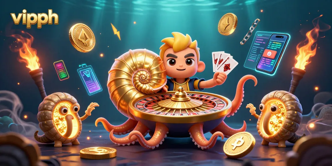 Experience the thrilling world of vipph with a 3D cartoon illustration showcasing vibrant casino elements and cryptocurrency.